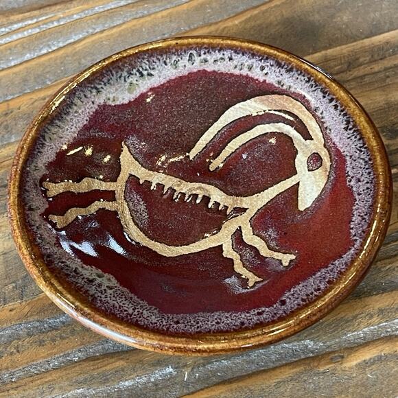 Spirit Animal Deer 4” Plate by Moki Studio Art Pottery Of Moab Utah Ready 2 Hang - Picture 3 of 6